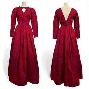 Vintage 80s Carolyne Roehm Opulent Evening Ball Gown XS Gala Royal Regency